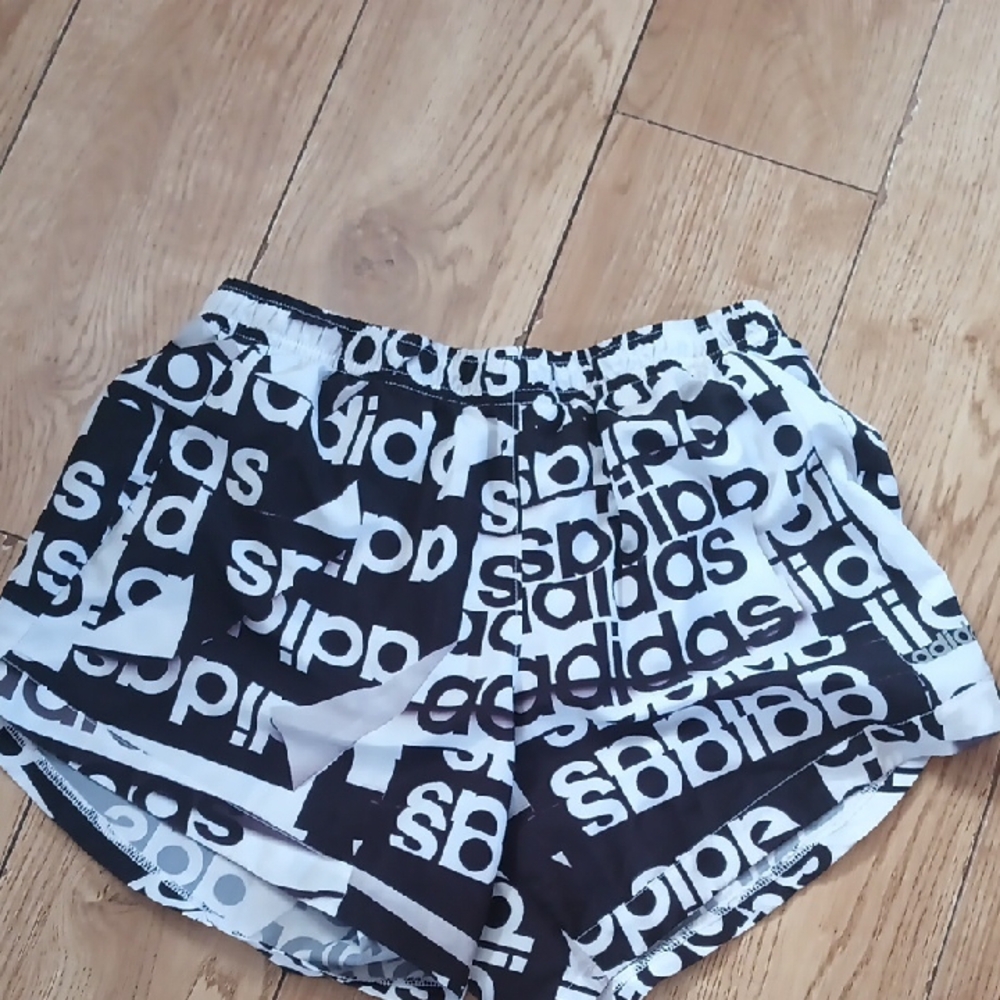 Adidas Black and White Logo Shorts